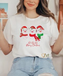 Pig Santa hat ho ho ho merry Christmas shirt