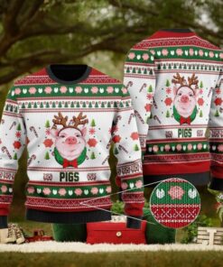 Pigs Santa Hat Ugly Christmas Sweater For Men Women Christmas Gift Sweater Funny Xmas