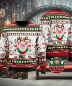Pigs Santa Hat Ugly Christmas Sweater For Men Women Christmas Gift Sweater Funny Xmas