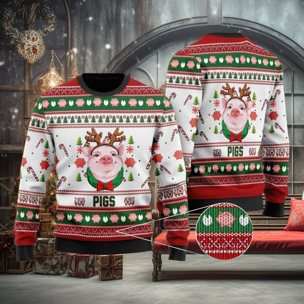 Pigs Santa Hat Ugly Christmas Sweater For Men Women Christmas Gift Sweater Funny Xmas Pigs Santa Hat Ugly Christmas Sweater For Men Women Christmas Gift Sweater Funny Xmas