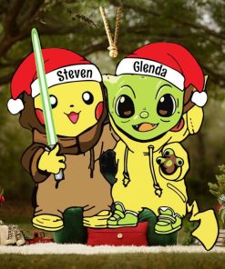Pikachu And Baby Yoda Christmas Gifts Ornament