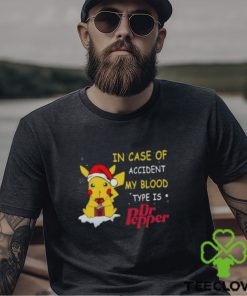 Pikachu In case of accident my blood type is Dr pepper Christmas shirt