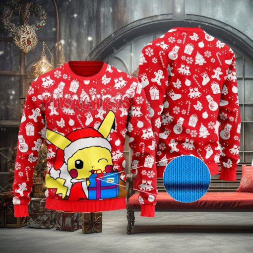 Pikachu Knitted Christmas 3D Sweater For Men And Women