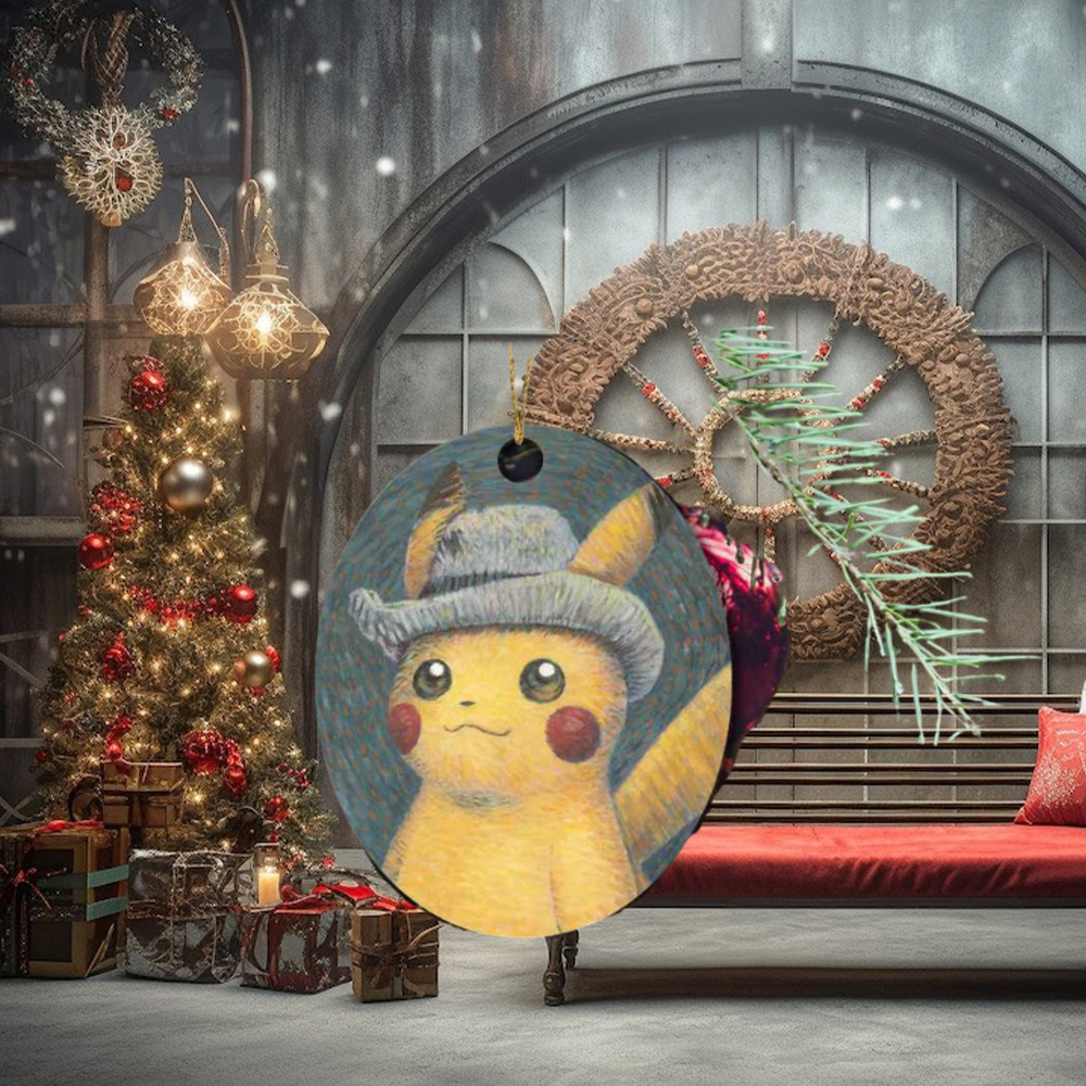Pikachu Portrait Inspired By Van Gogh Self Portrait Poster Tree Decorations 2023 Ornament Pikachu Portrait Inspired By Van Gogh Self Portrait Poster Tree Decorations 2023 Ornament