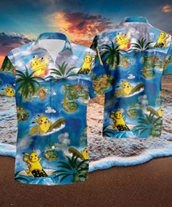 Pikachu Surfing Short Sleeve Aloha Hawaiian Shirt