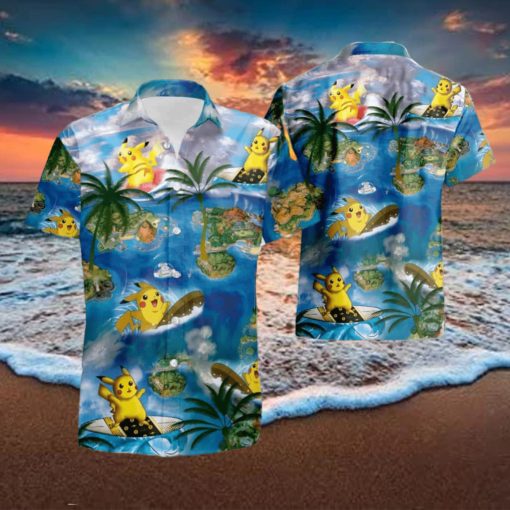 Pikachu Surfing Short Sleeve Aloha Hawaiian Shirt