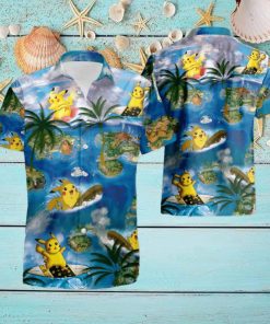 Pikachu Surfing Short Sleeve Aloha Hawaiian Shirt