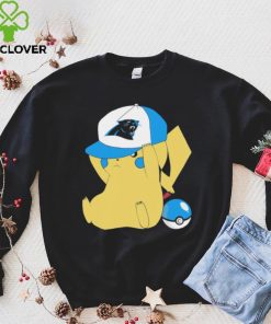 Pikachu wear the hat Carolina Panthers football logo shirt