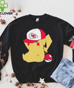 Pikachu wear the hat Kansas City Chiefs football logo shirt