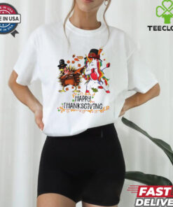 Pilgrim Hat Turkey Unicorn Dabbing Thanksgiving shirt