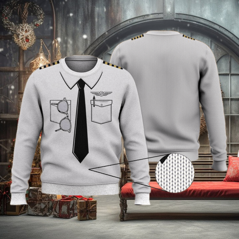Pilot Shirt White 3D Full Print Ugly Sweater Christmas Gift Sweater Pilot Shirt White 3D Full Print Ugly Sweater Christmas Gift Sweater