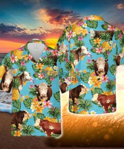 Pineapple Hawaiian Theme For Hereford Cattle Lovers All 3D Printed Hawaiian Shirt 1 Pineapple Hawaiian Theme For Hereford Cattle Lovers All 3D Printed Hawaiian Shirt