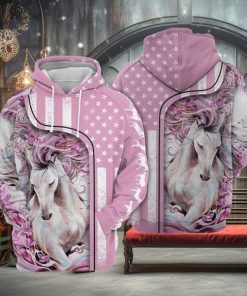 Pink Background Horse 3D Printed Hoodie
