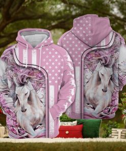 Pink Background Horse 3D Printed Hoodie