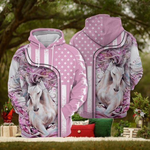 Pink Background Horse 3D Printed Hoodie
