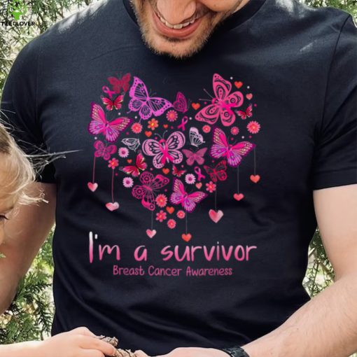 Pink Butterfly Heart I’m a Survivor Breast Cancer Awareness T Shirt