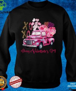 Pink Car Xo Xo Happy Valentine's Day Leopard Caro Pattern T Shirt