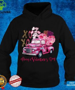 Pink Car Xo Xo Happy Valentine's Day Leopard Caro Pattern T Shirt