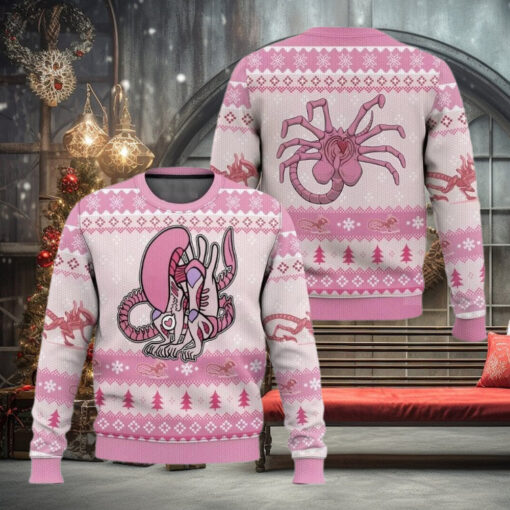 Pink Christmas Alien Xenomorph Ugly Sweater