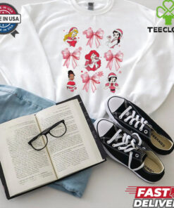 Pink Christmas Disney princess santa hat coquette bow shirt