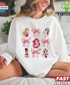 Pink Christmas Disney princess santa hat coquette bow shirt