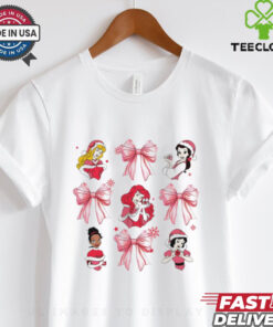 Pink Christmas Disney princess santa hat coquette bow shirt