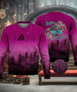 Pink Forest Heartbeat Happy Camper 3D Full Print Ugly Sweater Christmas Gift Sweater