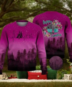 Pink Forest Heartbeat Happy Camper 3D Full Print Ugly Sweater Christmas Gift Sweater