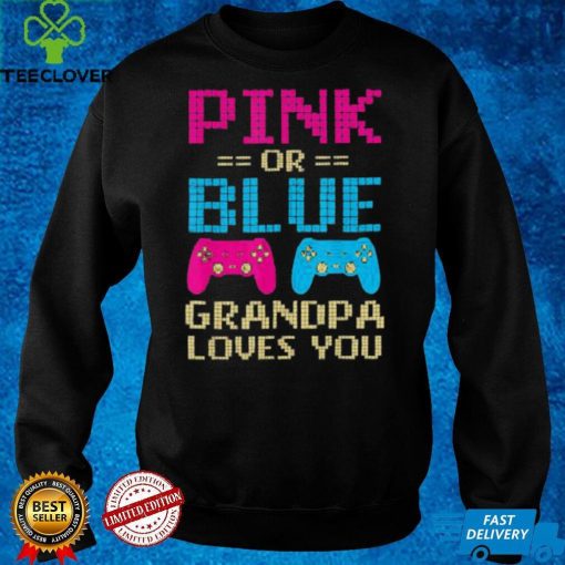Pink Or Blue Grandpa Loves You Family Matching Baby Reveal T Shirt