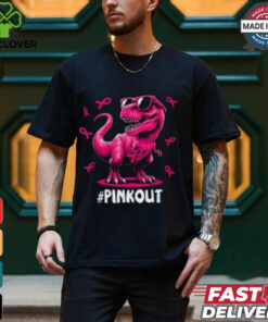 Pink Out Breast Cancer Awareness Shirt, Cool Dinosaur Ribbon Tee for Kids