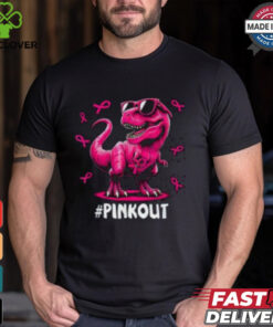 Pink Out Breast Cancer Awareness Shirt, Cool Dinosaur Ribbon Tee for Kids