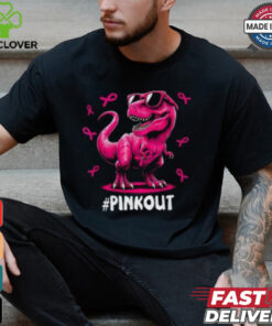 Pink Out Breast Cancer Awareness Shirt, Cool Dinosaur Ribbon Tee for Kids