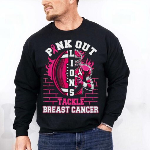 Pink Out Lions Tackle Breast Cancer Football Shirt