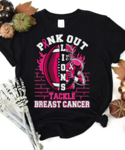 Pink Out Lions Tackle Breast Cancer Football Shirt