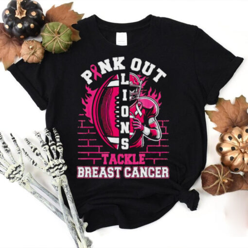 Pink Out Lions Tackle Breast Cancer Football Shirt