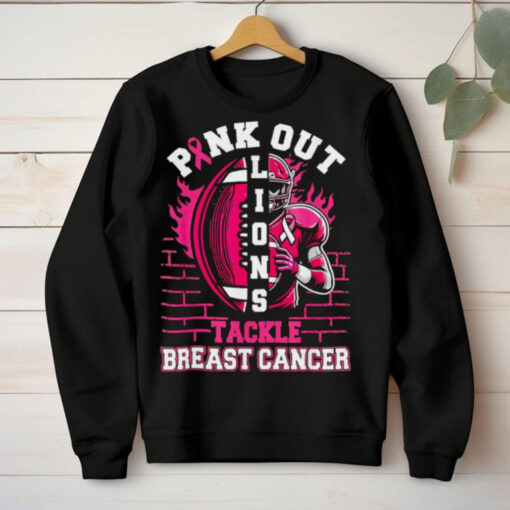 Pink Out Lions Tackle Breast Cancer Football Shirt