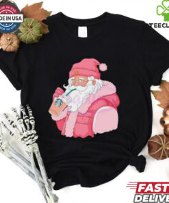 Pink Santa Claus drinking Starbucks shirt