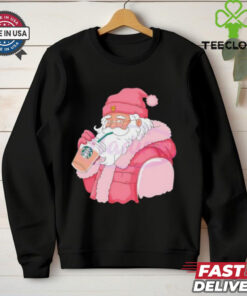 Pink Santa Claus drinking Starbucks shirt 1 Pink Santa Claus drinking Starbucks shirt