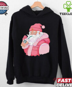 Pink Santa Claus drinking Starbucks shirt 2 Pink Santa Claus drinking Starbucks shirt