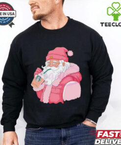 Pink Santa Claus drinking Starbucks shirt 3 Pink Santa Claus drinking Starbucks shirt
