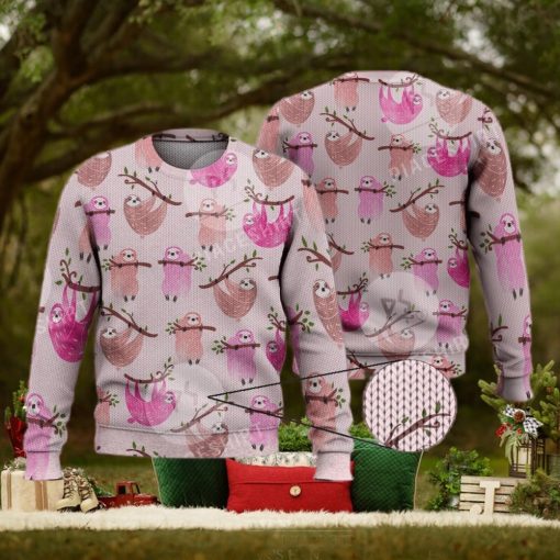 Pink Sloth Cute Funny Fashionable Family Gift 3D Full Print Ugly Sweater Christmas Gift Sweater