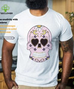 Pink Sugar Skull With Flowers T Shirt