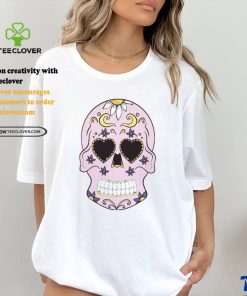 Pink Sugar Skull With Flowers T Shirt 2 Pink Sugar Skull With Flowers T Shirt