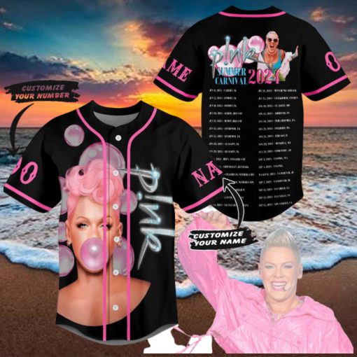 Pink Summer Carnival 2024 Personalized Baseball Jersey