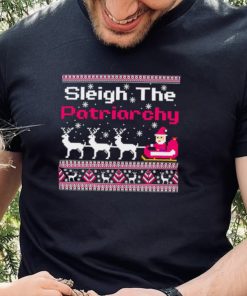 Pink sleigh the patriarchy feminist Christmas hoodie, sweater, longsleeve, shirt v-neck, t-shirt