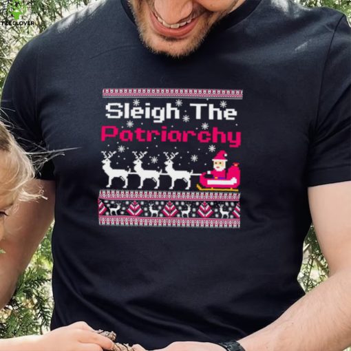 Pink sleigh the patriarchy feminist Christmas hoodie, sweater, longsleeve, shirt v-neck, t-shirt