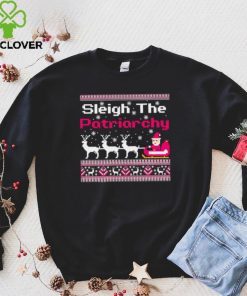 Pink sleigh the patriarchy feminist Christmas hoodie, sweater, longsleeve, shirt v-neck, t-shirt