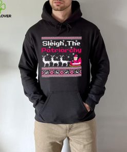 Pink sleigh the patriarchy feminist Christmas hoodie, sweater, longsleeve, shirt v-neck, t-shirt