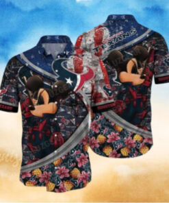 Pirate Cartoon Character Mickey Houston Texans Hawaiian Shirt