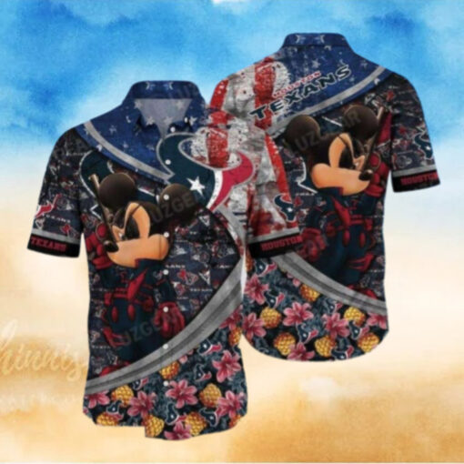 Pirate Cartoon Character Mickey Houston Texans Hawaiian Shirt
